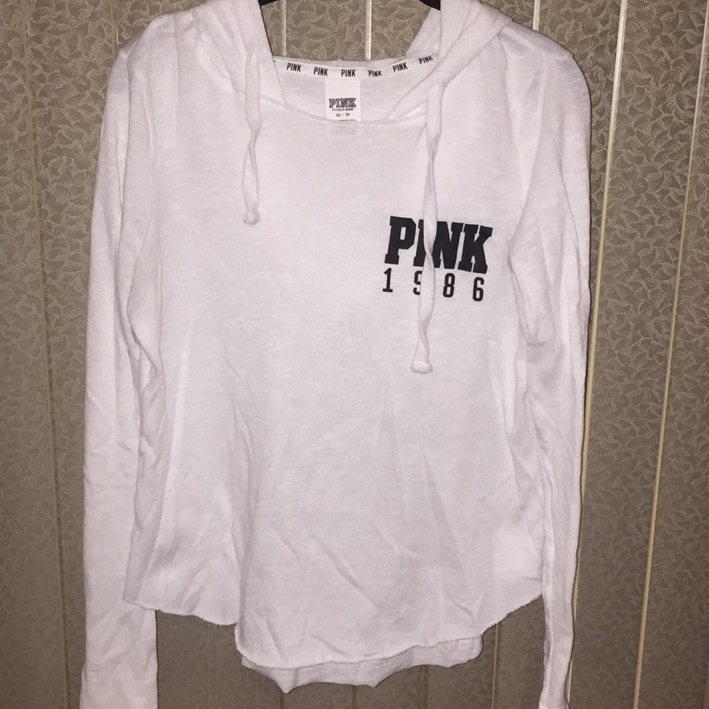 White Lightweight PINK Sweatshirt